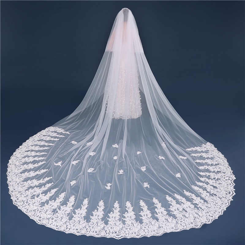 best selling bridal veils real image sheer tulle two layers long veil with free comb three meters wedding veils custom made