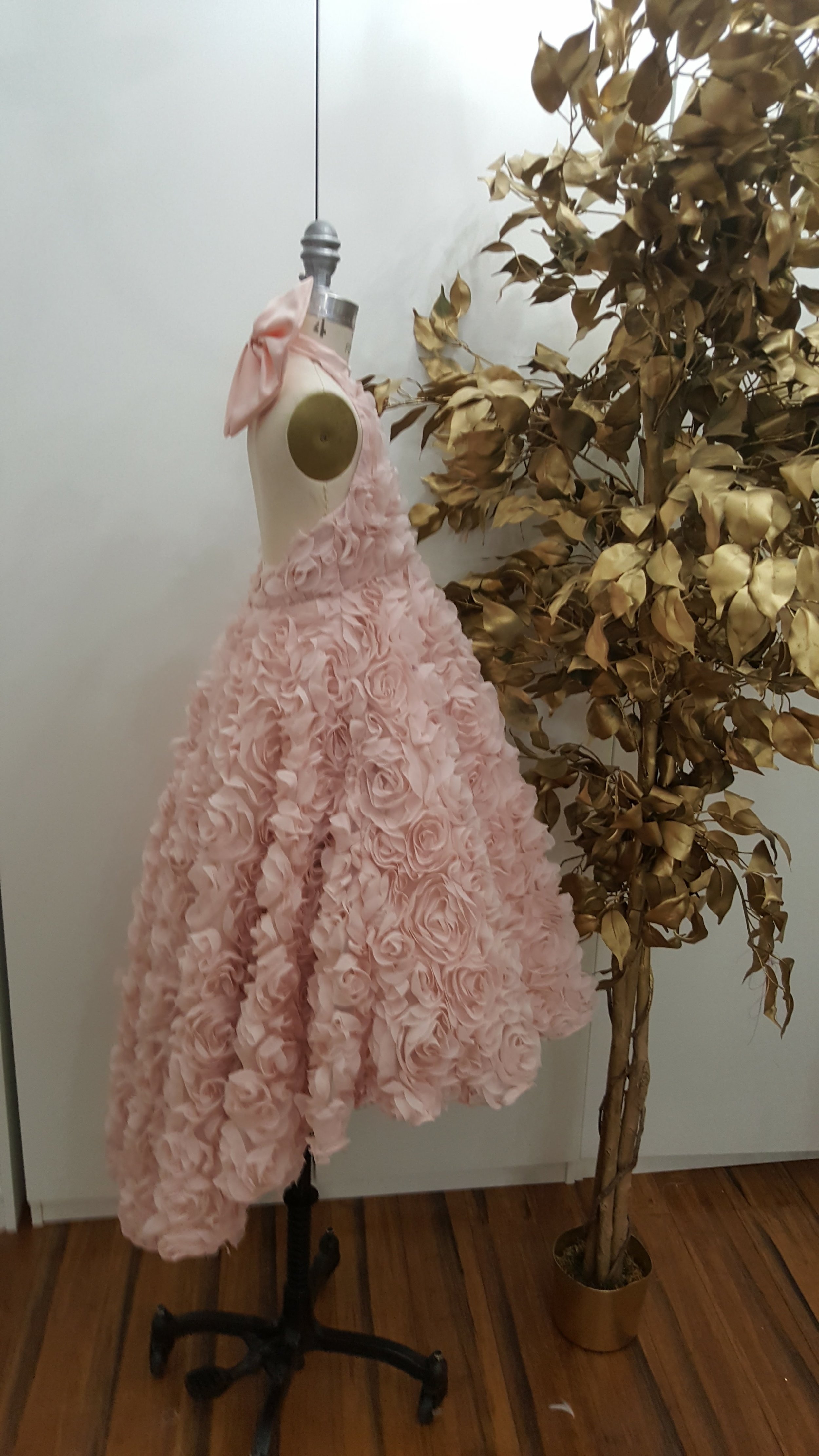 Pink Girls Pageant Dress Halter Handmade Flower Sexy Backless Lace Flower Girl Dresses Custom Luxury Kids Formal Gowns Birthday Party Dress