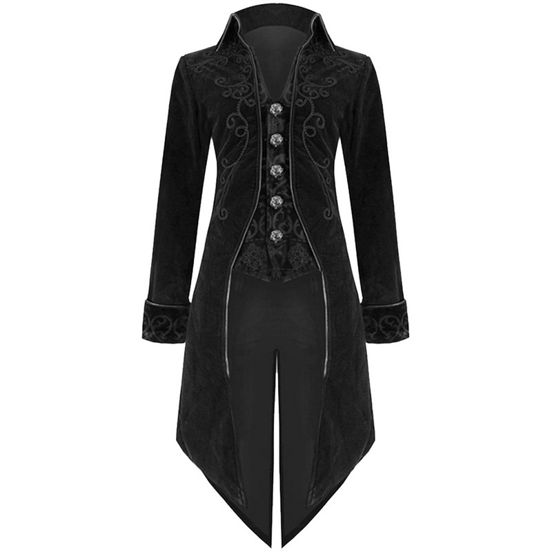 Puimentiua Men Tuxedo Stage Play Steampunk Gothic Windbreaker Long Jacket Costume Cocktail Evening Dress Halloween Party Wear Y191214