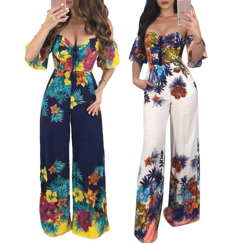 Floral Printed Strappy Women Sexy Tube Top Jumpsuit Romper Wide Leg Trousers comfortable wear and easy care, White 
Floral Printed Strappy Women Sexy Tube Top Jumpsuit Romper Wide Leg Trousers comfortable wear and easy care, White