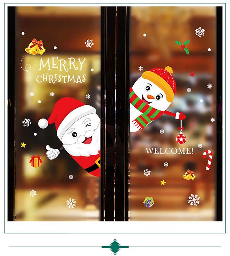 Xmas Tree Santa Snowman Stickers Decorations Merry Christmas Ornament Home Window Wall Stickers Market Glass Kid Bedroom Decals