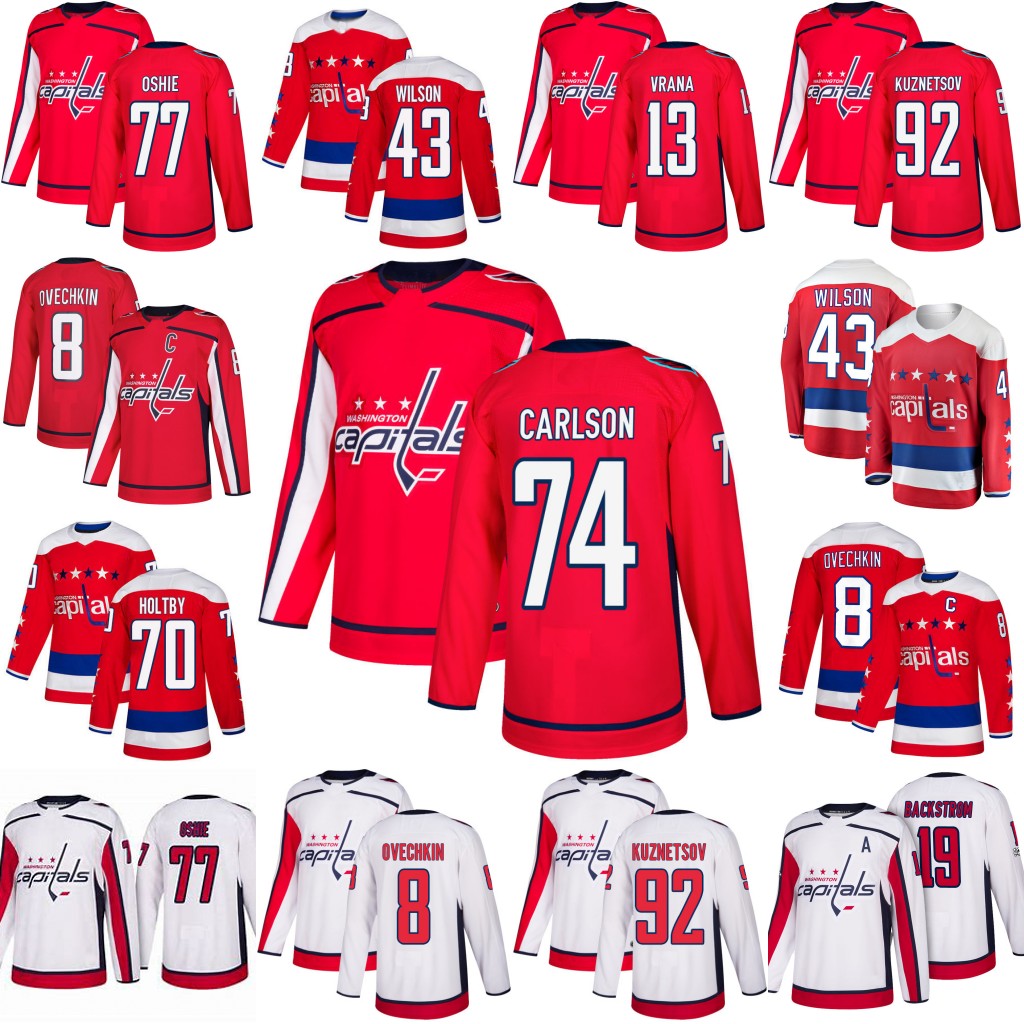 

Women Washington Capitals Jersey 74 John Carlson 77 T.J. Oshie 43 Tom Wilson 8 Alex Ovechkin 13 Jakub Vrana 70 Braden Holtby 92 Kuznetsov, Women´s white away