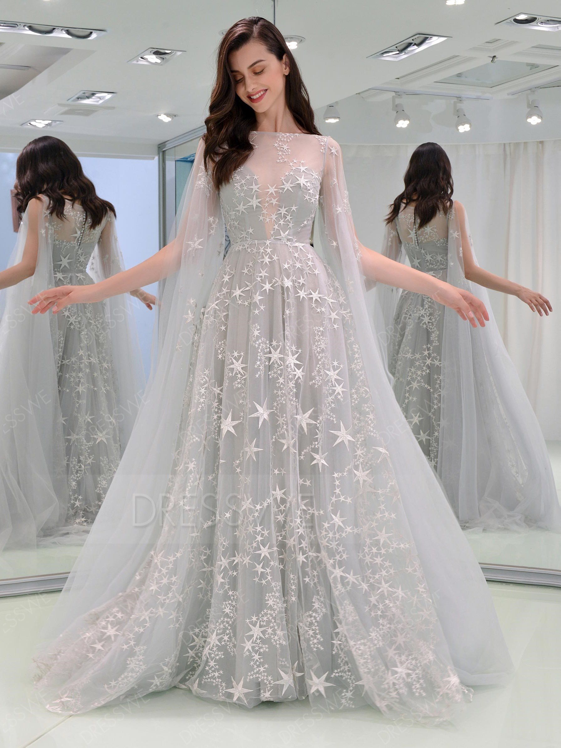 Elegant Gray Girls Even Party Dresses Stars Appliques Sheer Jewel Neck Floor Length A Line Prom Dresses Cheap LLF2205, Black
Elegant Gray Girls Even Party Dresses Stars Appliques Sheer Jewel Neck Floor Length A Line Prom Dresses Cheap LLF2205, Black