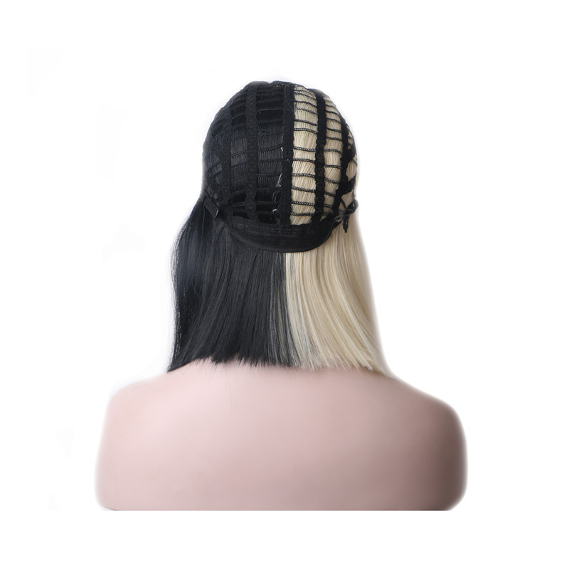 WoodFestival short straight bob wig synthetic black blonde hair heat resistant fiber wigs full bangs women cosplay