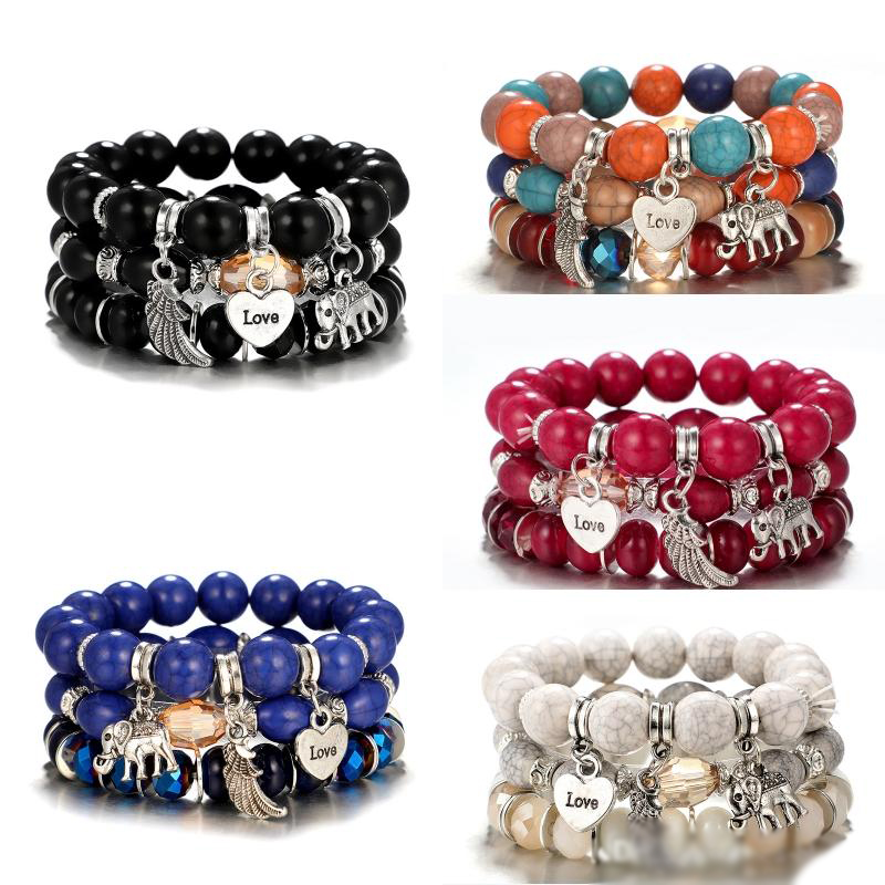 3PCS/Set Simple Bohemian Beaded Bracelets Set Elephant Wings Love Ball Bracelet Women Jewelry Gift 5 Colors, Golden;silver
3PCS/Set Simple Bohemian Beaded Bracelets Set Elephant Wings Love Ball Bracelet Women Jewelry Gift 5 Colors, Golden;silver