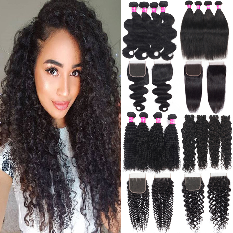 Brazilian Virgin Hair Bundles With Lace Closure Kinky Curly Human Hair Wefts With Closure Remy Curly Hair Bundles With 4x4 Lace Closure, Black;brown
Brazilian Virgin Hair Bundles With Lace Closure Kinky Curly Human Hair Wefts With Closure Remy Curly Hair Bundles With 4x4 Lace Closure, Black;brown