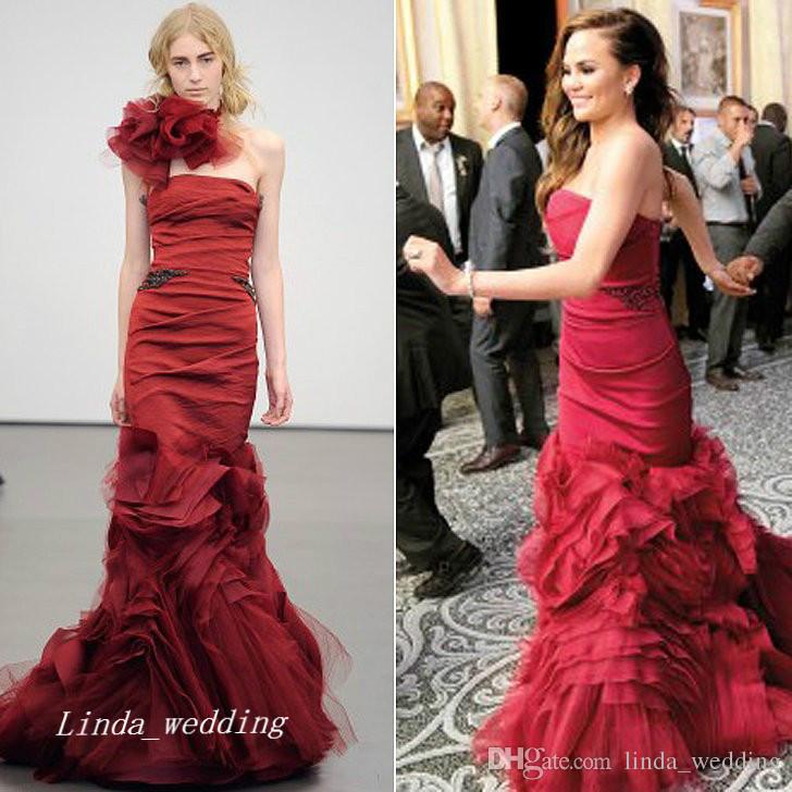 2019 Burgundy Mermaid Wedding Dresses Wine Red Strapless Backless Long Bridal Party Gowns Plus Size vestidos de novia sirena