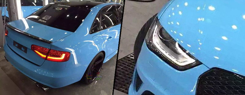 Light Blue High Gloss Vinyl With 3 Layers Car Wrap Foil With Air Bubble Free Vehicle Car Sticker Wrapping Size:1.52*20M/Rol
