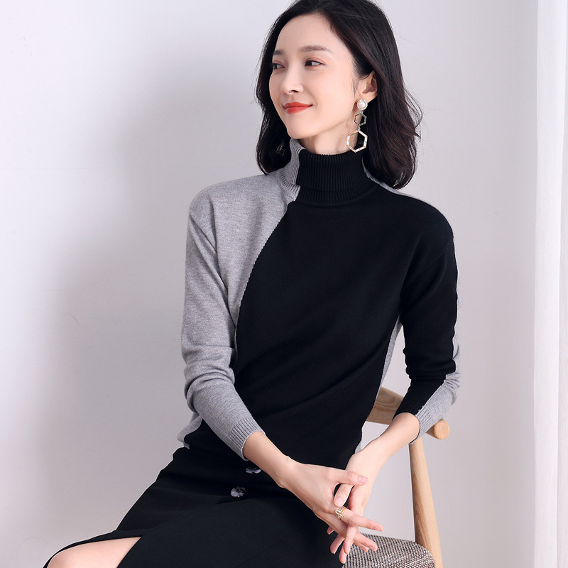 Knitted Pullovers Women Sweaters 2020 New Elegant Turtleneck Chic Pullover Contrast Color Knitted Sweater Pull Femme Female Top, Beige
Knitted Pullovers Women Sweaters 2020 New Elegant Turtleneck Chic Pullover Contrast Color Knitted Sweater Pull Femme Female Top, Beige