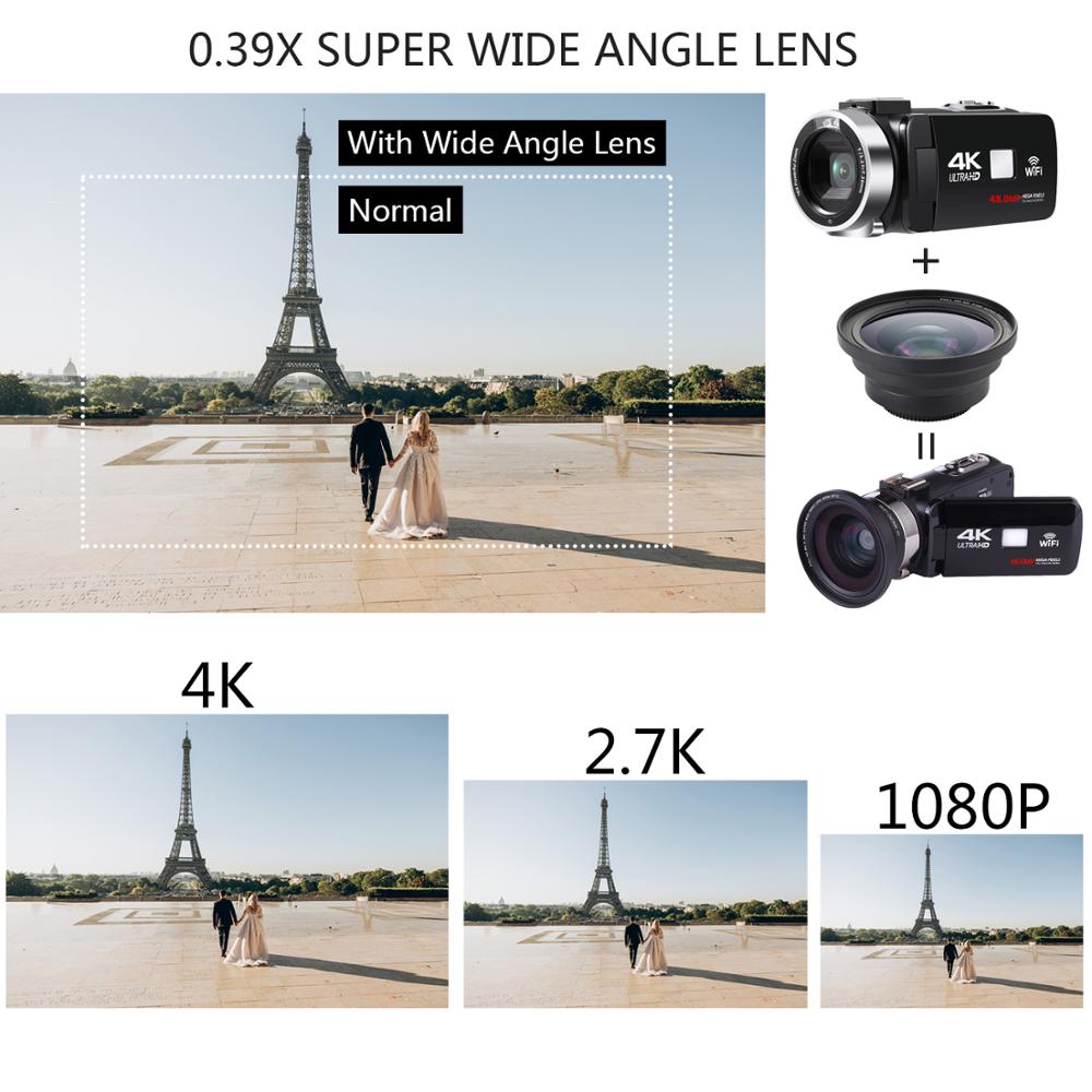 KOMERY 4K Video Camcorder 48 MP Handycam 3.0 Inch LCD Touch Screen 18X Digital Zoom Cam WIFI Night Vision Video Digital Camera