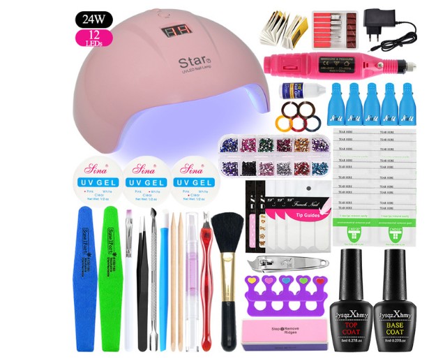 Nail Set 24W UV LED Lamp Dryer With 0/6/10/24 PCS Polish Kit Soak Off Manicure Set Gel Nail Polish For Nail Art Tools
