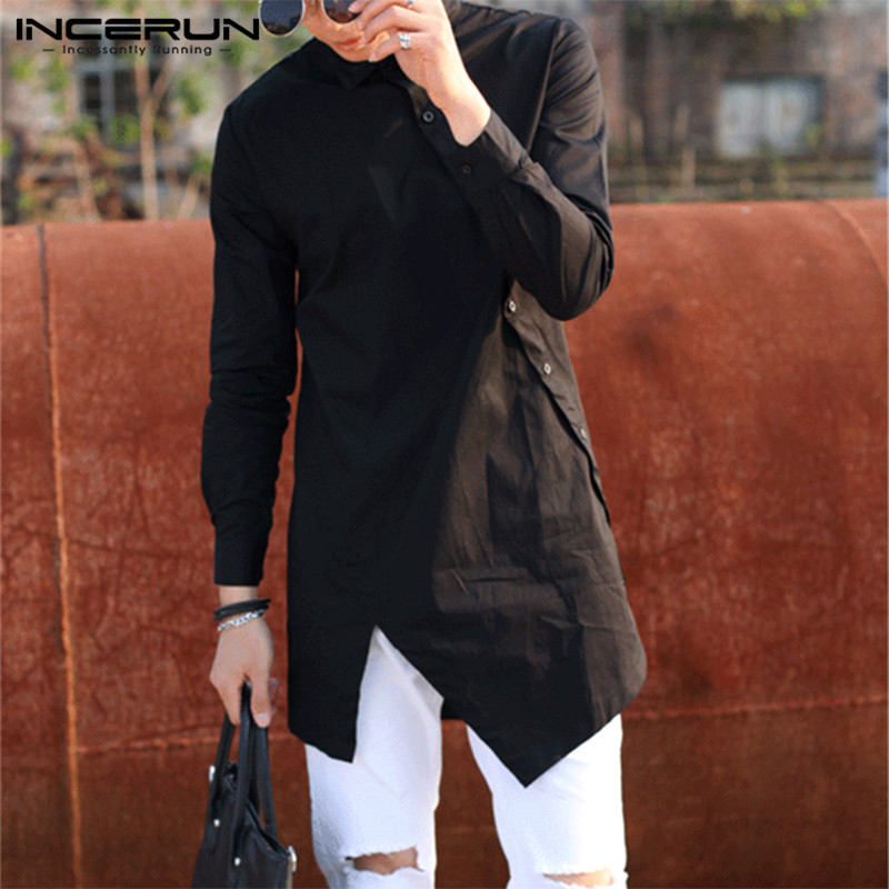 INCERUN Fashion Men Irregular Shirts Solid Color Lapel Long Sleeve Button Dress Shirts Slim Long Tops 2020 Camisa Plus Size 5XL, Black shirt
INCERUN Fashion Men Irregular Shirts Solid Color Lapel Long Sleeve Button Dress Shirts Slim Long Tops 2020 Camisa Plus Size 5XL, Black shirt