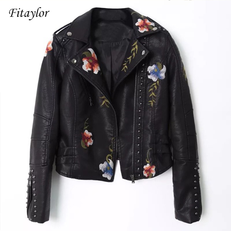 Fitaylor Women Embroidery Pu Leather Jacket Faux Soft Leather Black Punk Rivet Short Coat Zipper Pu Motorcycle Lady Outerwear, Beige
Fitaylor Women Embroidery Pu Leather Jacket Faux Soft Leather Black Punk Rivet Short Coat Zipper Pu Motorcycle Lady Outerwear, Beige