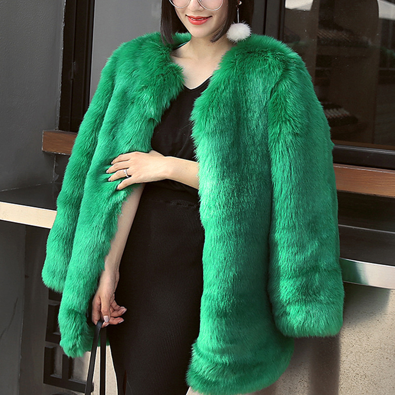 Coat Women Pink Green Black 6 Color S-4Xl Plus Size Faux Fur Jacket Autumn Winter Fashion Loose Warmth Clothing Cx979