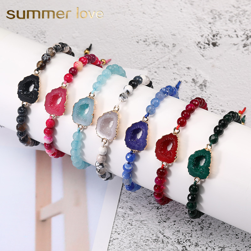 Bohemian Resin Druzy Charms Natural Stone Agate Beads Bracelets with Card Handmade Braided Friendship Bracelet For Womens Jewelry Party Gift
Bohemian Resin Druzy Charms Natural Stone Agate Beads Bracelets with Card Handmade Braided Friendship Bracelet For Womens Jewelry Party Gift