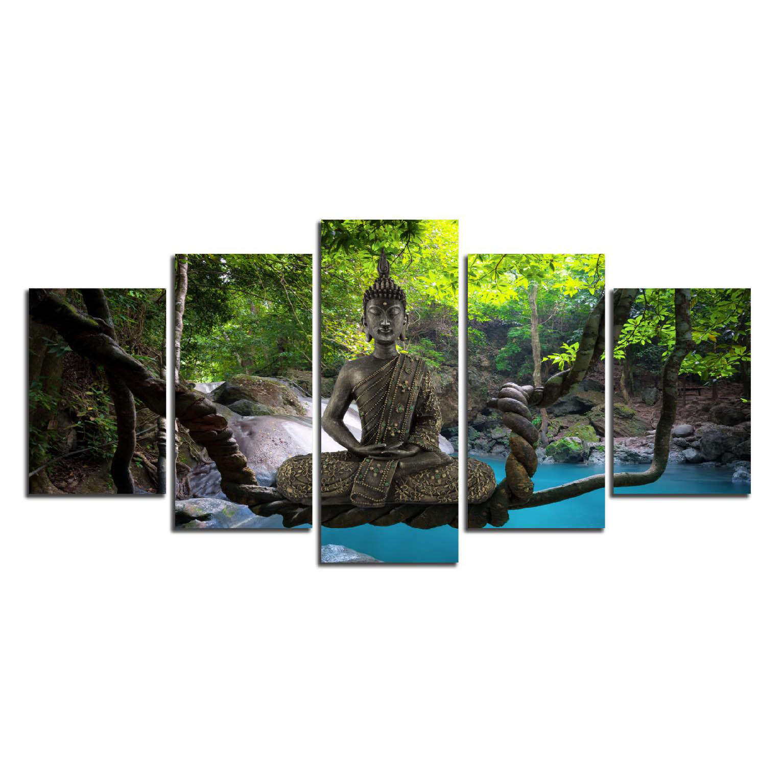 Unframed Seat Buddha Canvas Wall Art Print Modern Abstract Zen Art Painting Home Decoration(Color:Green,Orange,Purple,Size:4)