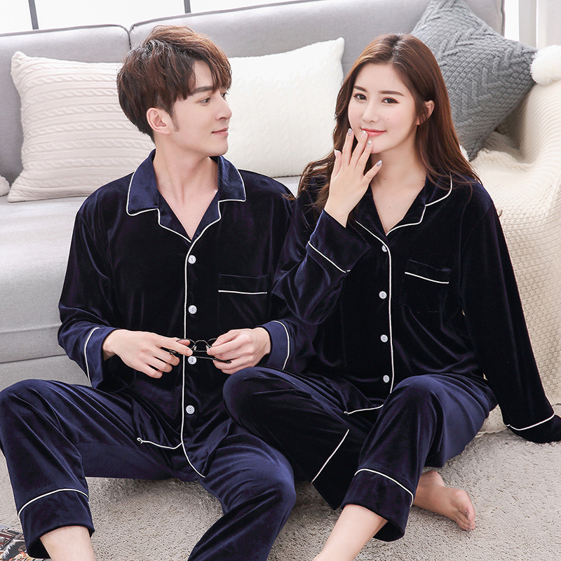 BZEL New Couple Pajama Set Velvet Pijamas Long Sleeve Sleepwear His-and-her Home Suit Pyjama For Lover Man Woman Lovers' Clothes