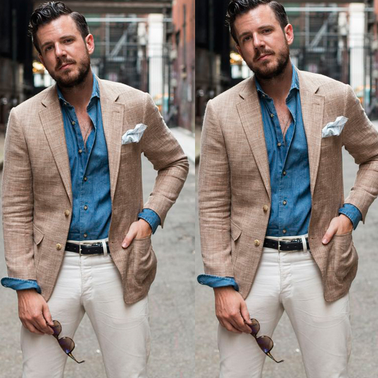 Handsome Mens Formal Tuxedos Peaked Lapel Leisure Groom Jackets Best Men Blazer Clothes Only One Piece