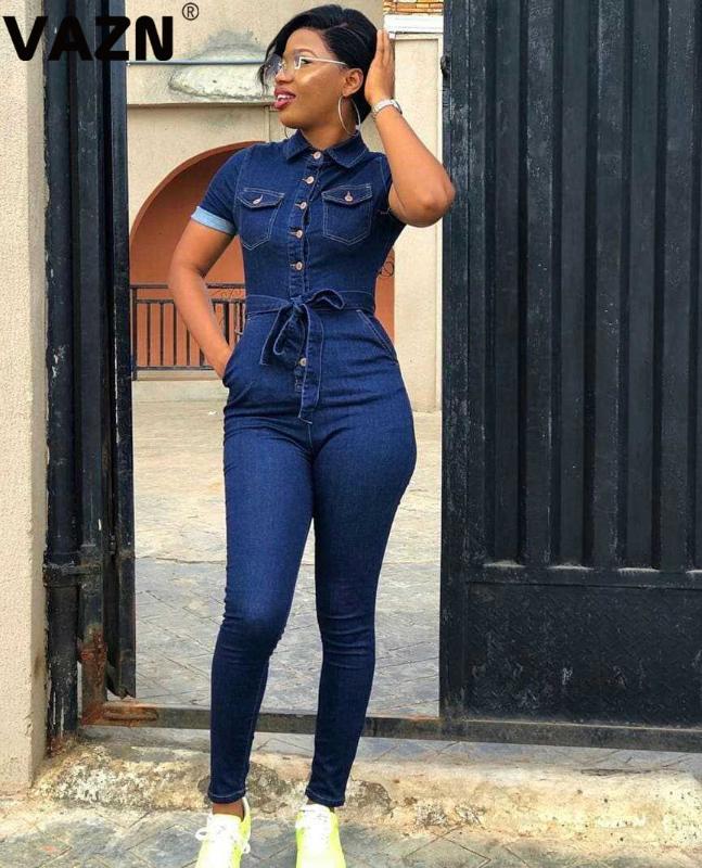 VAZN New product 2020 spring sexy lady deep blue jean jumpsuit short sleeve button sashes bow jumpsuit lady skinny rompers, Dark blue
VAZN New product 2020 spring sexy lady deep blue jean jumpsuit short sleeve button sashes bow jumpsuit lady skinny rompers, Dark blue