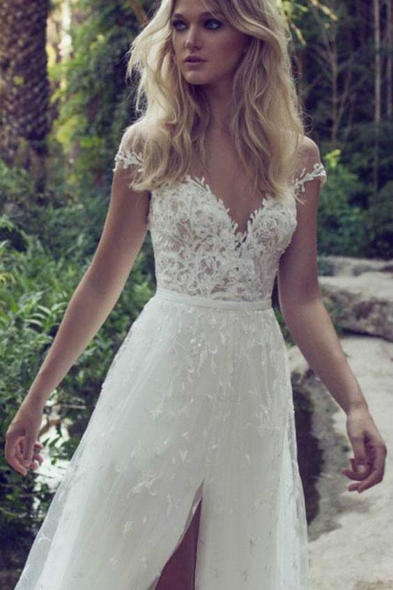 Limor Rosen summer country wedding dresses off the shoulders lace cheap boho wedding dress backless front slits bridal gowns with pockets