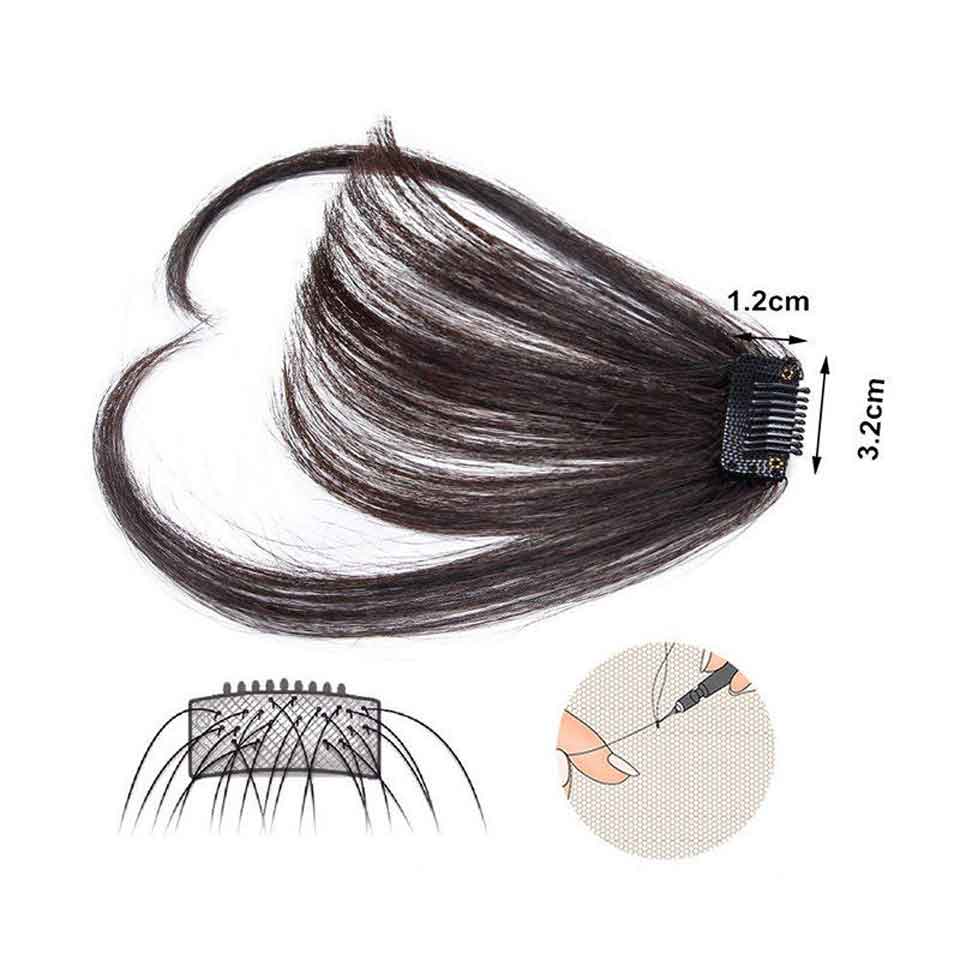 Human Hair Bangs longlived Fringe Hair Bangs Natural Black Clip in Air Bangs With Temple For Women