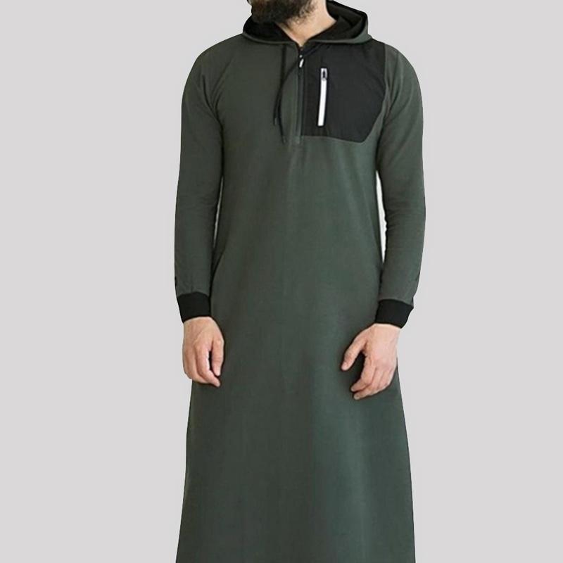 Islamic Muslim Arab Sweatshirt 2019 Men Long Sleeve Hooded With Pocket Abaya Saudi Arabian Long Hoodies Robe Men Muslim Clothing