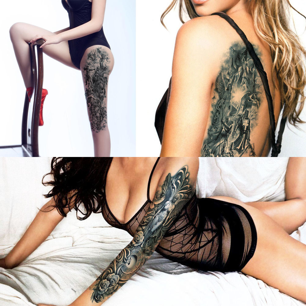 1 Sheet Big Large Zeus Ancient Greek Mythology Temporary Tattoos Full Arm Leg Waist Art Tattoo Beauty Warrior Sticker