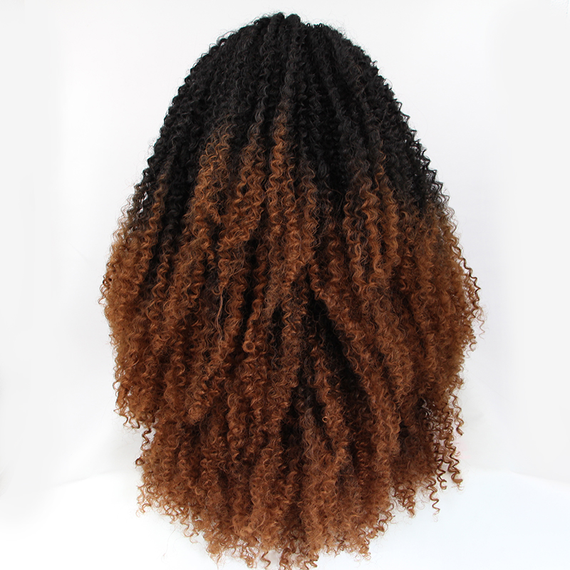 Hotselling short Afro Kinky Curly Lace Front Wigs Ombre brown color Glueless Natural African American women Synthetic Wigs natural hairline