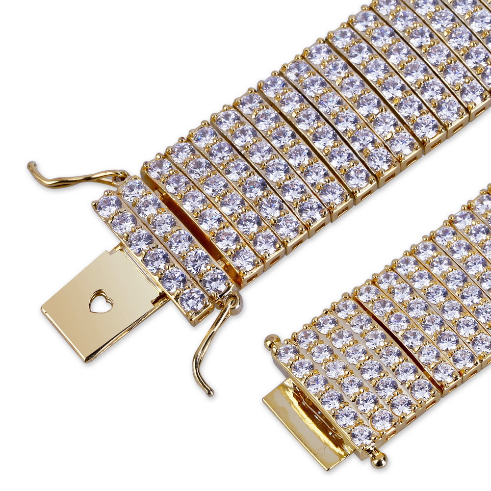Wholesale- new hot superior quality Bracelet 6 rows of zircon gilded hip-hop men's Bracelet