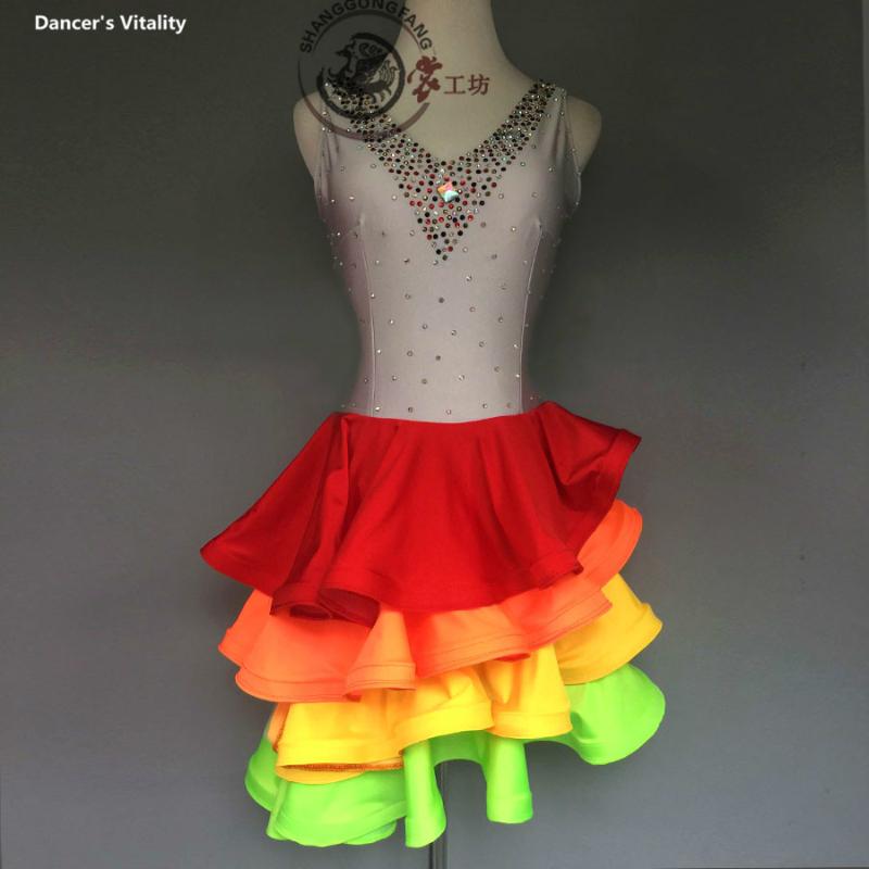 Girls latin dance performance clothes Rainbow stones latin dance cake dress for women tassel dress 120-180cm, White
Girls latin dance performance clothes Rainbow stones latin dance cake dress for women tassel dress 120-180cm, White