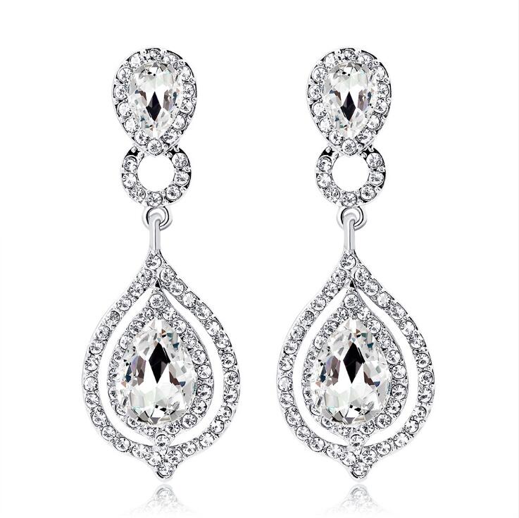 Shining Crystals Earrings Rhinestones Long Drop Earring For Women Bridal Jewelry Wedding Gift For Bridesmaids In Stock Cheap Whole Sale