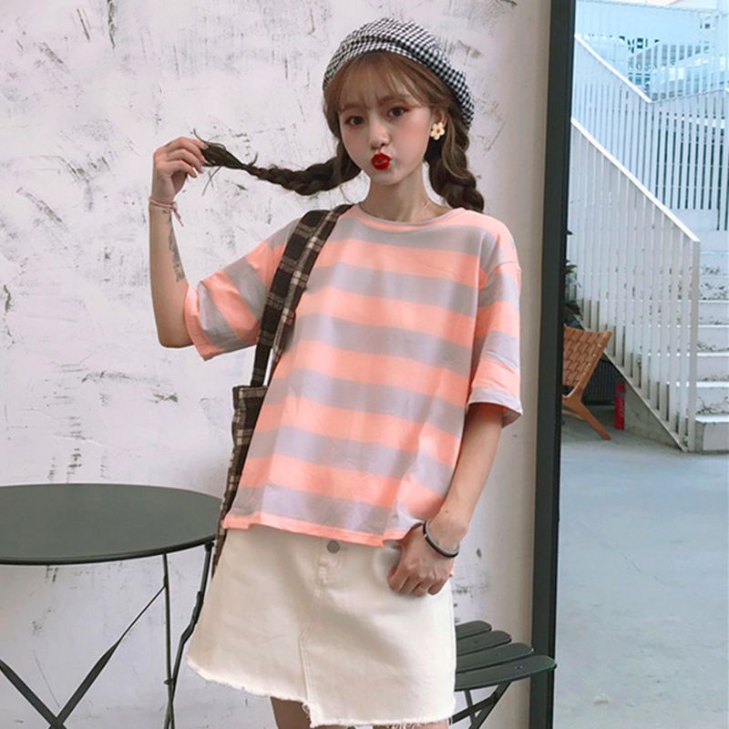 Fashion Chic Tee Hong Kong Style Top Loose Wild Stripes Print T-shirt Casual Wind Tops For Women Girls, Blue
Fashion Chic Tee Hong Kong Style Top Loose Wild Stripes Print T-shirt Casual Wind Tops For Women Girls, Blue