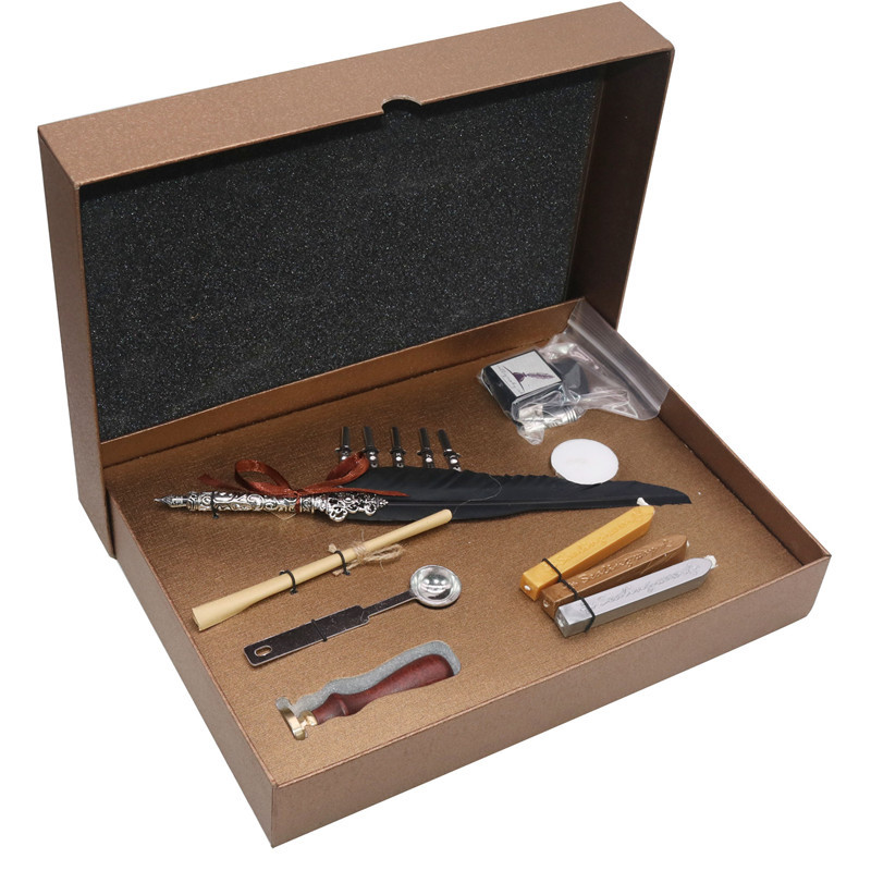 1 set Russian English Calligraphy Feather Dip Pen Writing Ink Set Stationery Gift Box with 5 Nib Gift Boutique feather pen, Red
1 set Russian English Calligraphy Feather Dip Pen Writing Ink Set Stationery Gift Box with 5 Nib Gift Boutique feather pen, Red