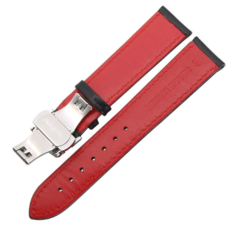 Zlimsn Soft Genuine Leather Watch Band Strap Replacement Black Blue 20 22mm Men Watchbands 316l Stainless Steel Butterfly Buckle Y19052301