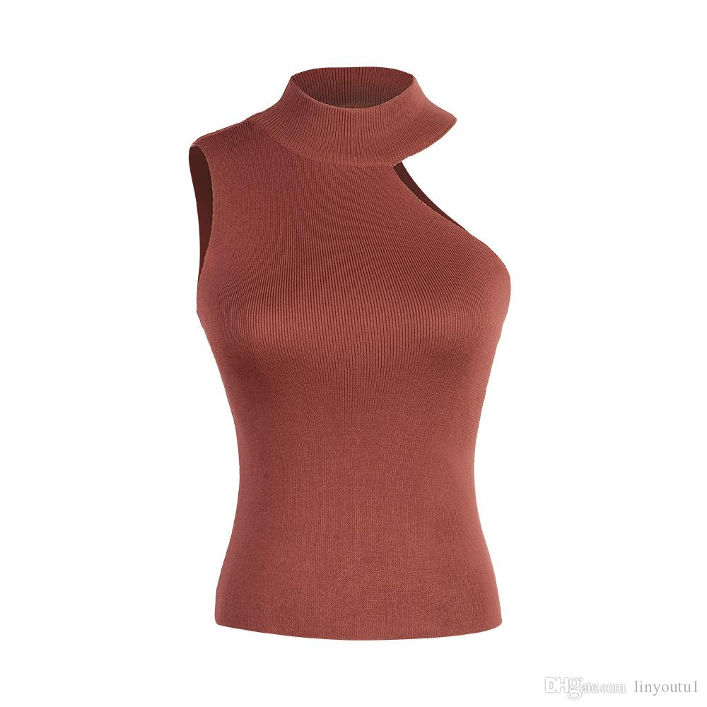 hot sale Women's fashion sexy knit halter vest female solid color casual jacket ladies large size multi-style shirt femme