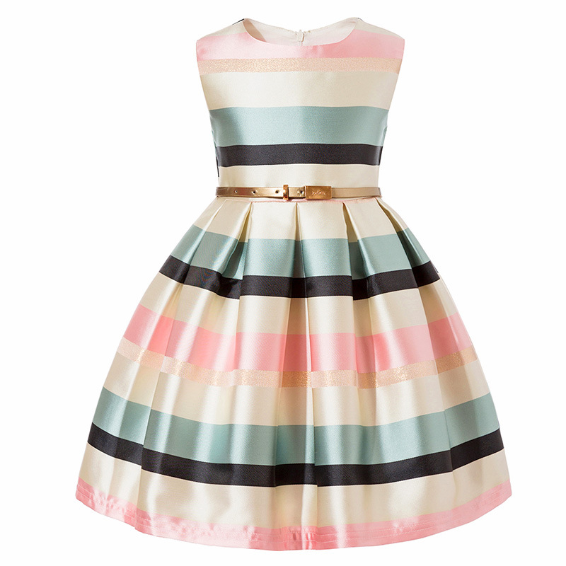 Baby Girls Flower Striped Dress For Girls Formal Wedding Party Dresses Kids Princess Christmas Dress Children Girls Clothing