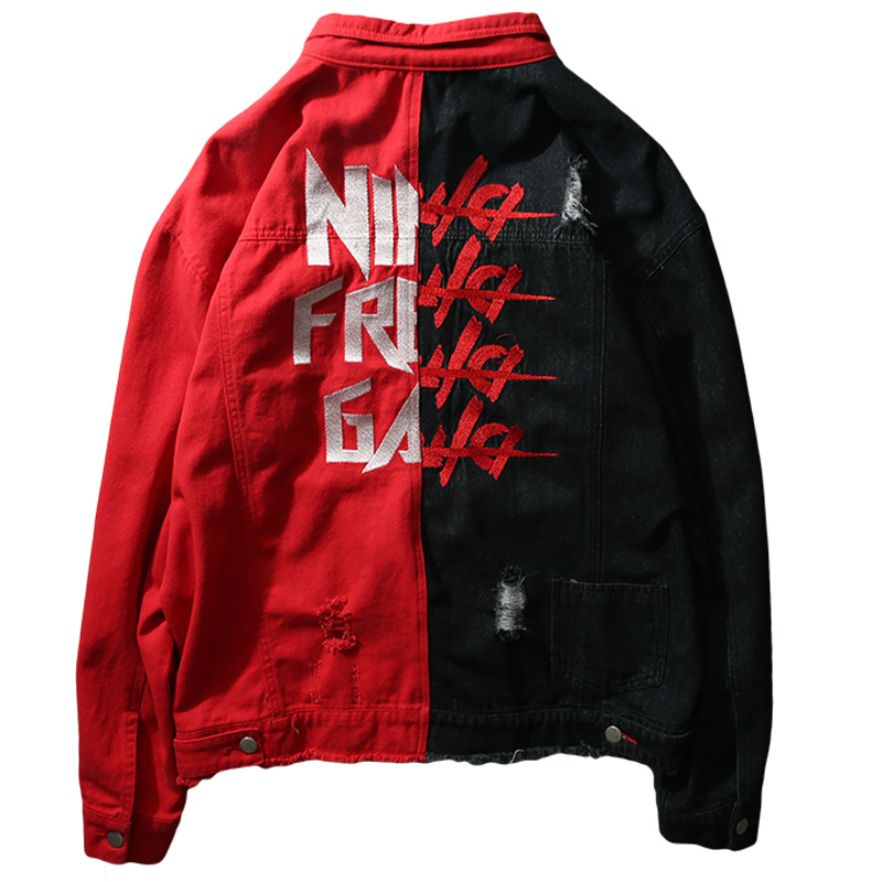 Mens Hip Hop Jean Jacket Coat Mens Wear Unlined Denim Jacket Trucker Rugged Wear Unlined Denim Asian size M-XXL, Red
Mens Hip Hop Jean Jacket Coat Mens Wear Unlined Denim Jacket Trucker Rugged Wear Unlined Denim Asian size M-XXL, Red