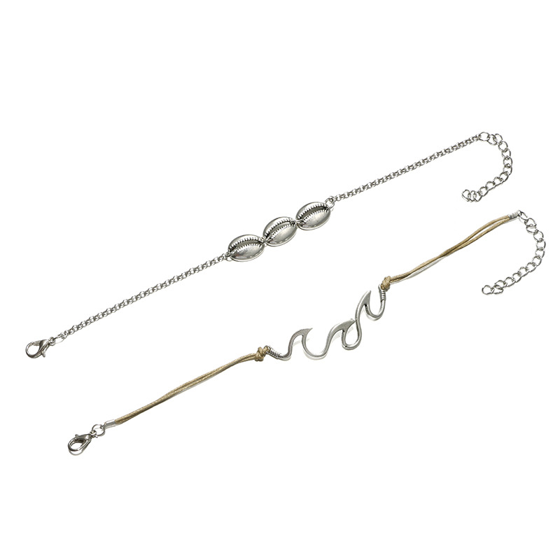 2 retro fashion beach wave spray alloy shell anklet foot accessories ladies and women beach gifts