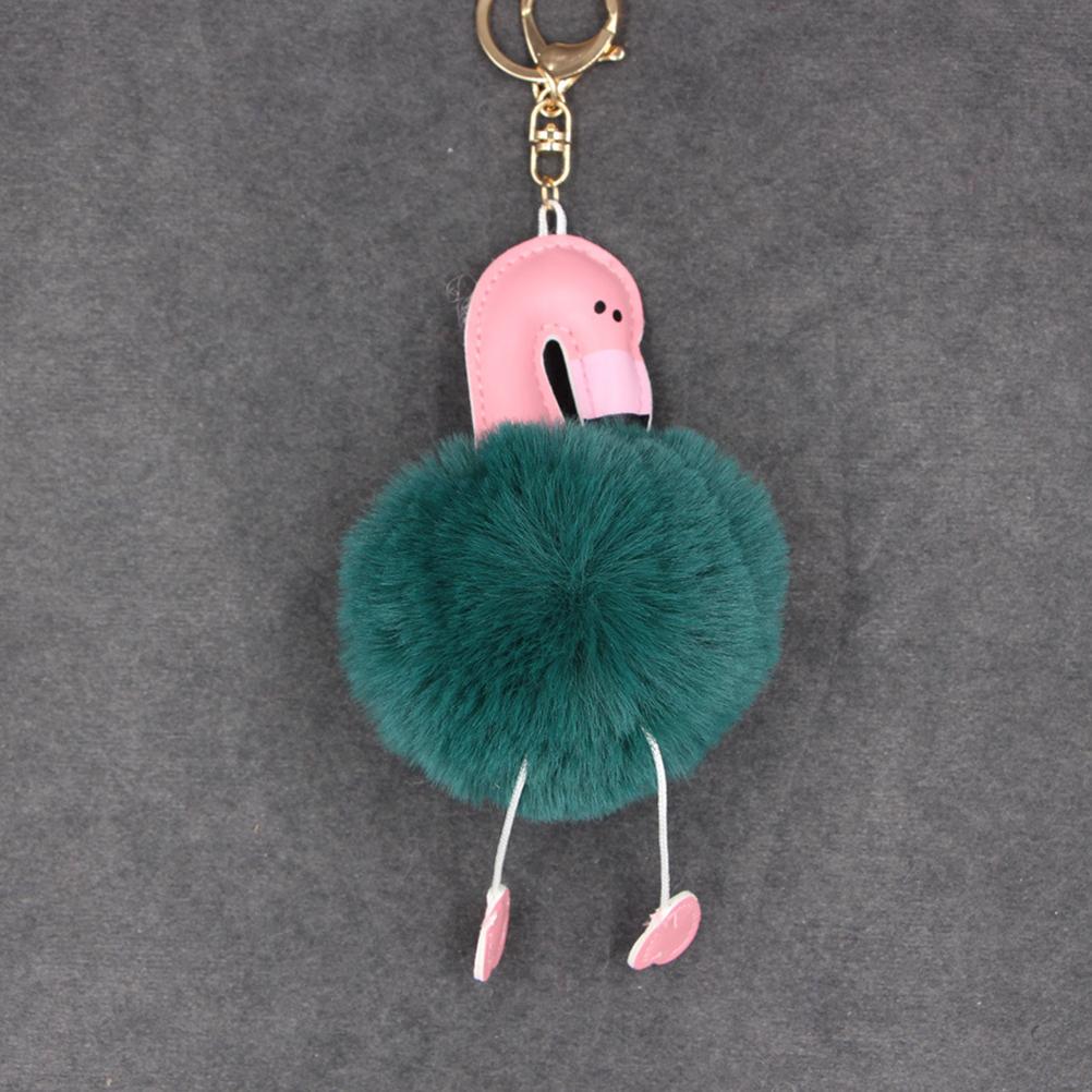 6pcs Fluffy Key Ring Plush Animal Flamingo Keychain Ring Hanging Decoration Pendant Charm Keyring Jewelry (Random Color )
