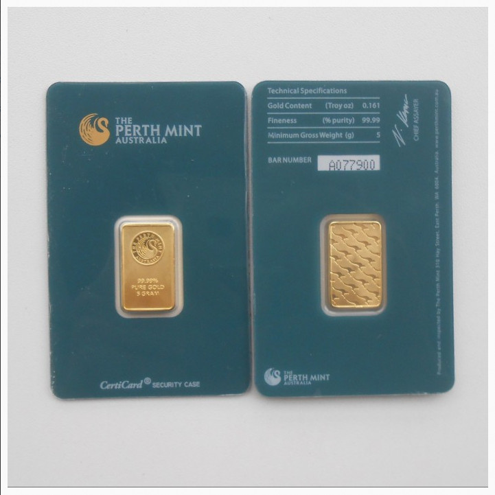 

High Quality Copy - 5 gram/10 gram/1Oz green Perth Mint gold plated bar, Non-magnetic, plated 24k gold,Gift DHL Free Shipping 10pcs/lot