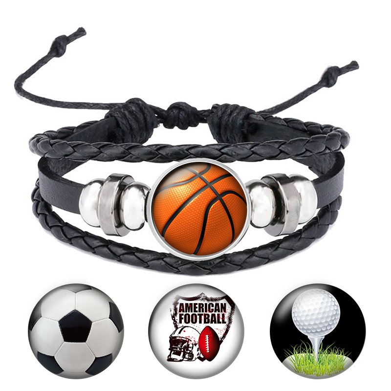 Handmade Snap Button Jewelry Football Basketball Bracelet Sports Ball Baseball Vintage Black Punk Bracelets Gifts for Men B050
Handmade Snap Button Jewelry Football Basketball Bracelet Sports Ball Baseball Vintage Black Punk Bracelets Gifts for Men B050