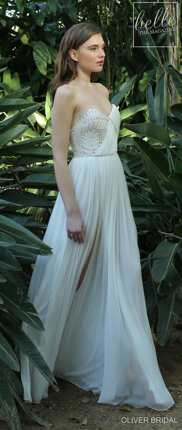oliver bridal bohemian wedding dresses sweetheart lace ruffle split chiffon floor length beach bridal gowns plus size robe de marie