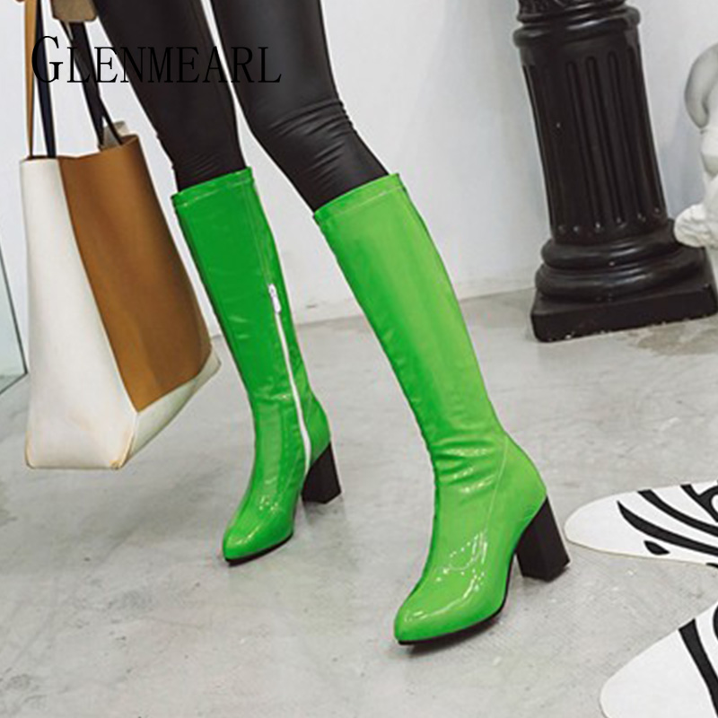 Women Boots Winter Fashio Casual Thick High Heel Boots Female Shiny Patent Leather Candy Colors Platform Woman Shoes, Yellow boots
Women Boots Winter Fashio Casual Thick High Heel Boots Female Shiny Patent Leather Candy Colors Platform Woman Shoes, Yellow boots