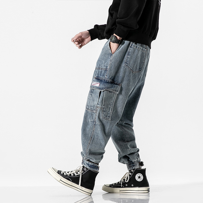 Japanese Vintage Fashion Men Jeans Loose Fit Big Pocket Cargo Pants Elastic Waist Streetwear Designer Hip Hop Jeans Men Joggers, Retro blue
Japanese Vintage Fashion Men Jeans Loose Fit Big Pocket Cargo Pants Elastic Waist Streetwear Designer Hip Hop Jeans Men Joggers, Retro blue