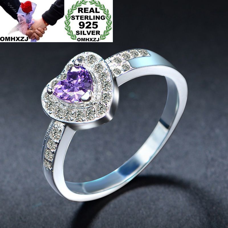 OMHXZJ Wholesale Personality Fashion OL Woman Girl Party Wedding Gift Purple Heart Zircon 925 Sterling Silver Ring RN123
OMHXZJ Wholesale Personality Fashion OL Woman Girl Party Wedding Gift Purple Heart Zircon 925 Sterling Silver Ring RN123