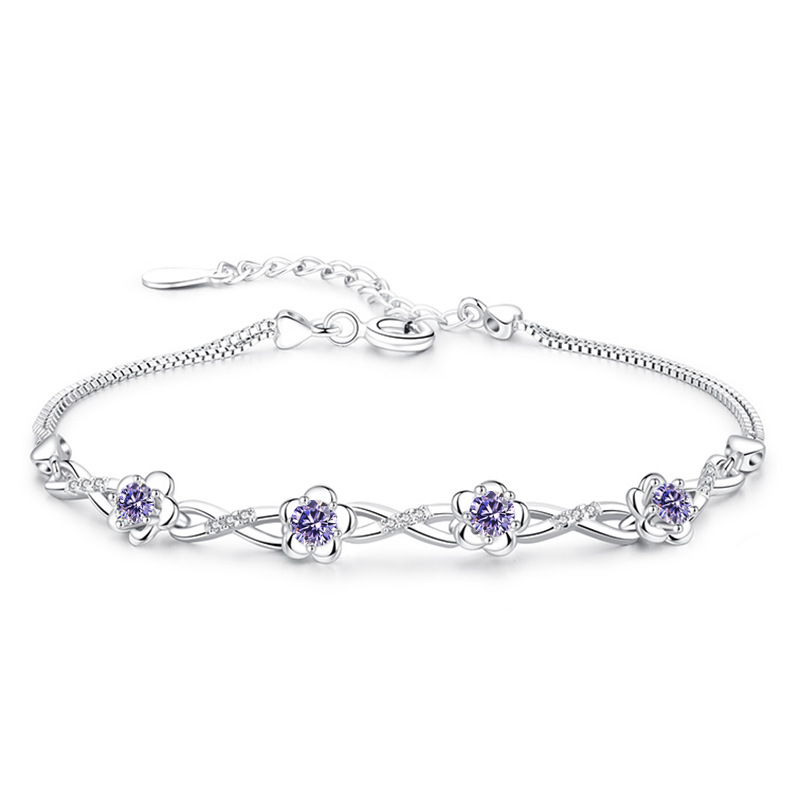 ModaOne 925 Sterling Silver Bracelets Purple White Zircon Plum Flower Bracelets & Bangles For Women pulseira
ModaOne 925 Sterling Silver Bracelets Purple White Zircon Plum Flower Bracelets & Bangles For Women pulseira