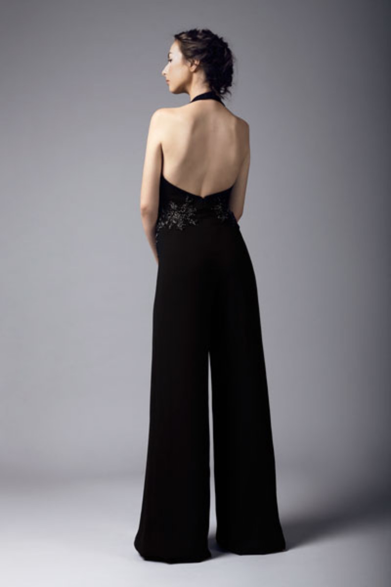2019 Halter Black Jumpsuit Sexy Backless Embroidery Floor Length Prom Dress Satin Pants Guest Dress Plus Size Evening Gowns Cocktail Party