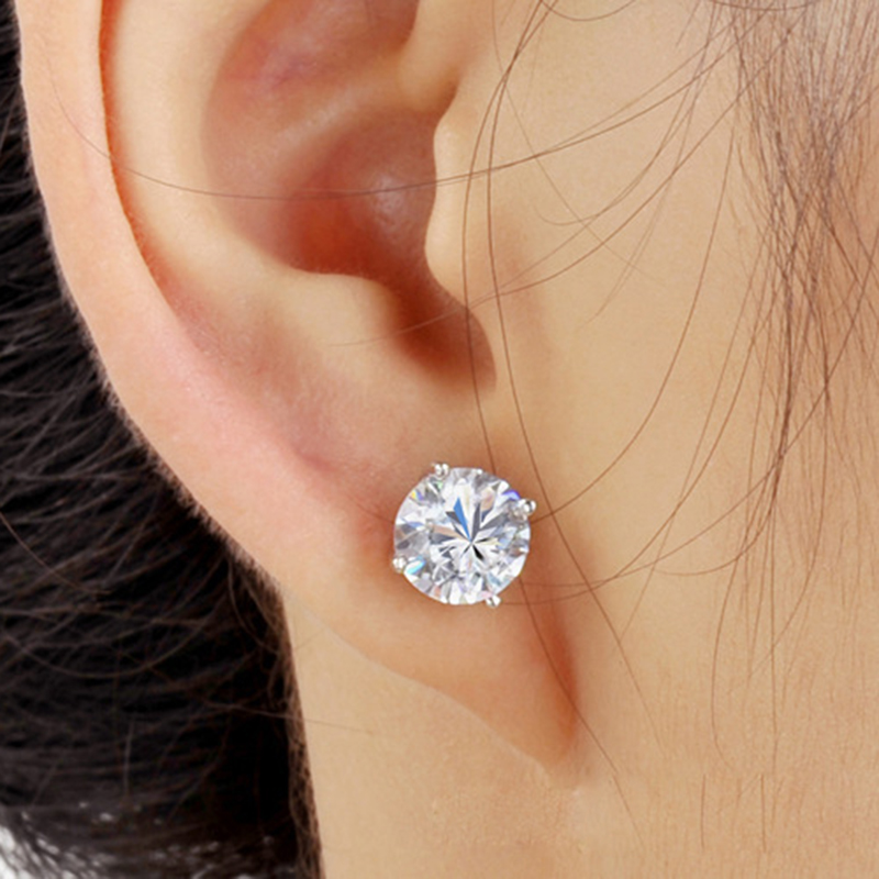 Classic Charm Zircon S925 Sterling Silver Stud Earring Ear Bone Nail Women Men No Fading No Allergies