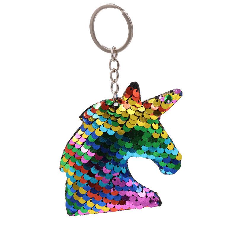 Cute Unicorn Keychain Glitter Pompom Sequins Key Ring Gifts For Guest Women Wedding Souvenir Car Bag Accessories Key Chain