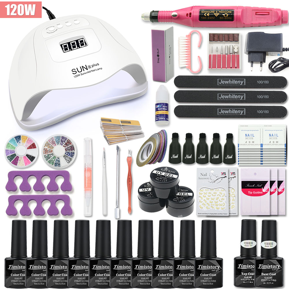 Nail Kit Manicure Set 120W/80W/54W UV Lamp With 10 PCS Gel Varnish Set Nail Drill Machine Art Tool Top Base Coat
Nail Kit Manicure Set 120W/80W/54W UV Lamp With 10 PCS Gel Varnish Set Nail Drill Machine Art Tool Top Base Coat